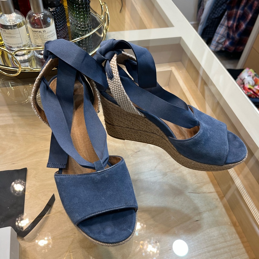 Blue Espadrille Wedge Sandals - Picture 2 of 7
